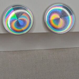 Vintage Sterling Silver Earrings Screw Back Iridescent
